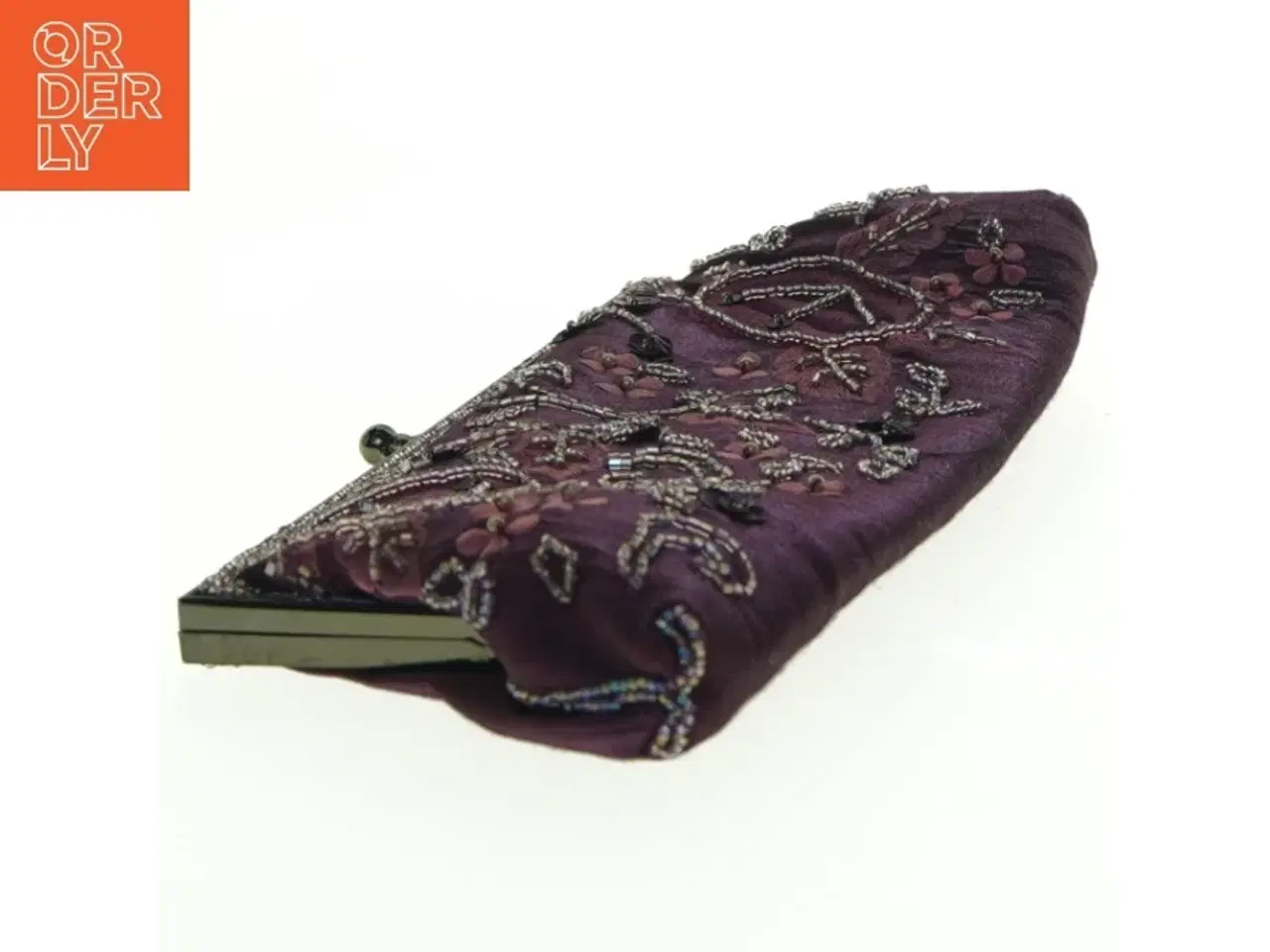 Billede 3 - Broderet clutch i mørkelilla (str. 26 x 13 cm)