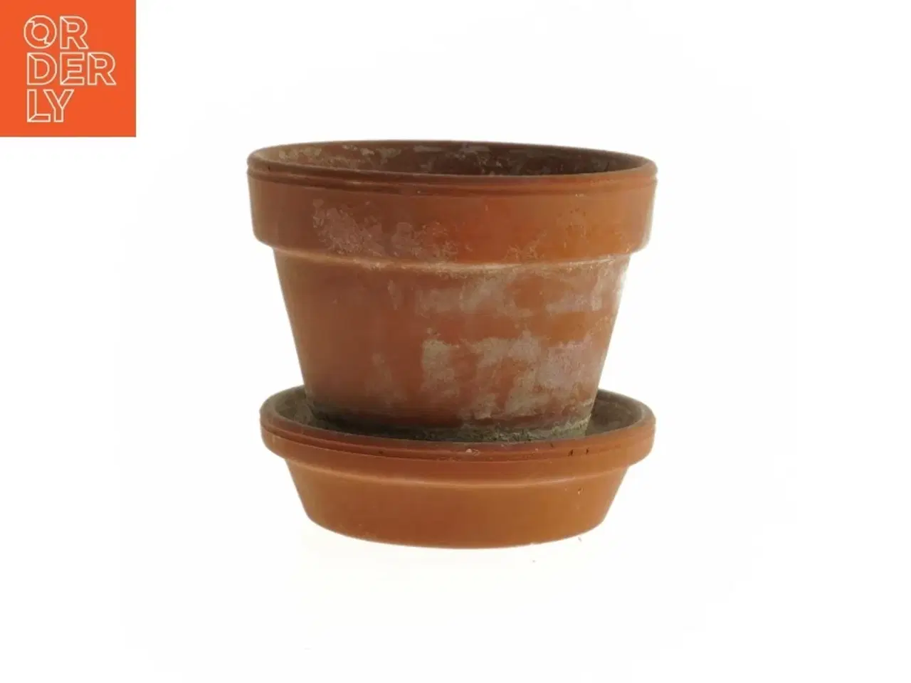 Billede 1 - Terracottakrukke med underskål (str. Ø. 11,5 cm. længde, 10 cm)