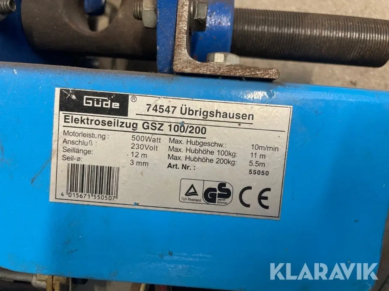 Billede 8 - Elektrisk kabeltræk Güde GSZ 100/200
