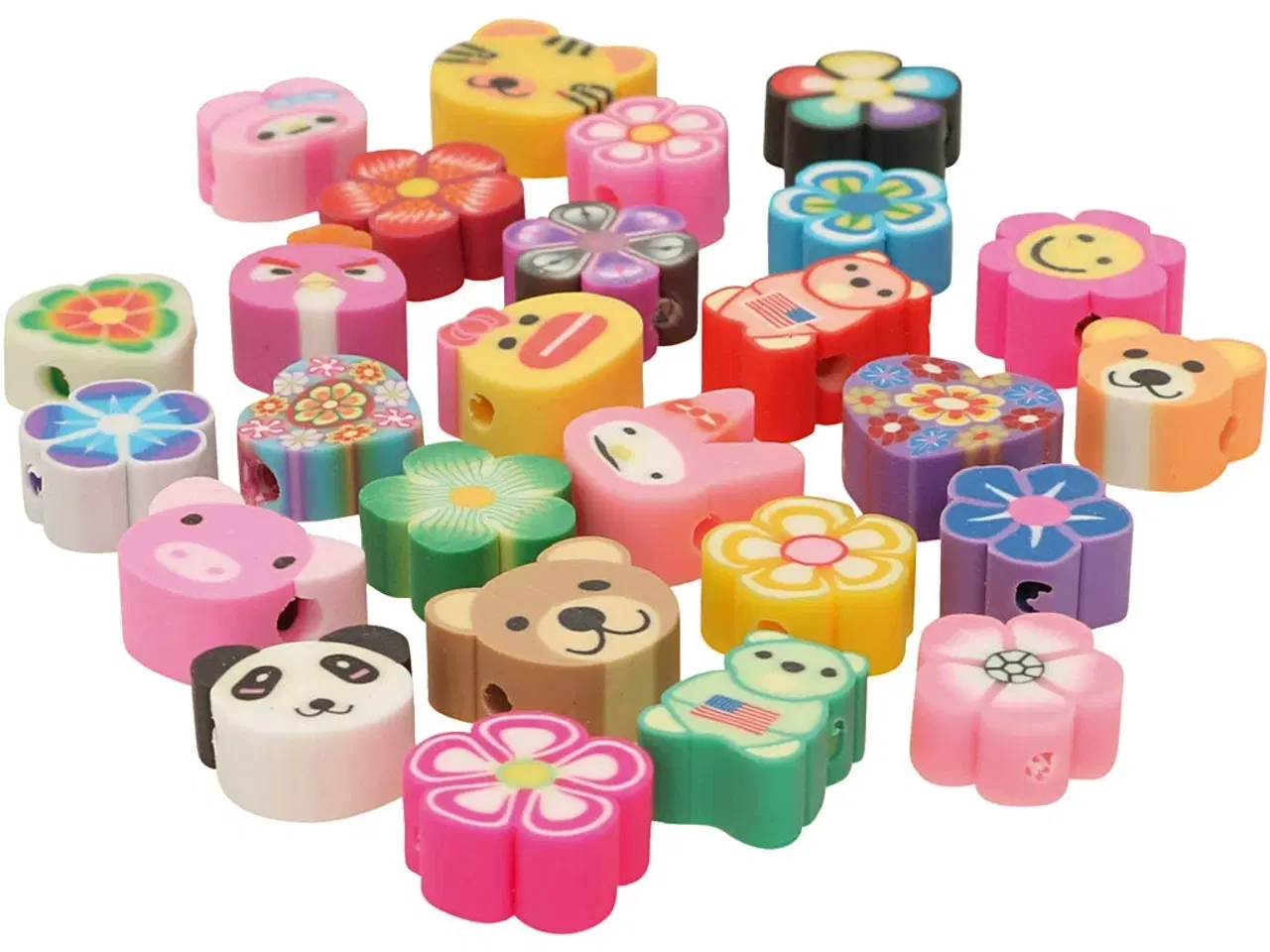 Billede 1 - Dyre- og blomsterperler, diam. 10 mm, hulstr. 1,5 mm, 200ass./ 1 pk.