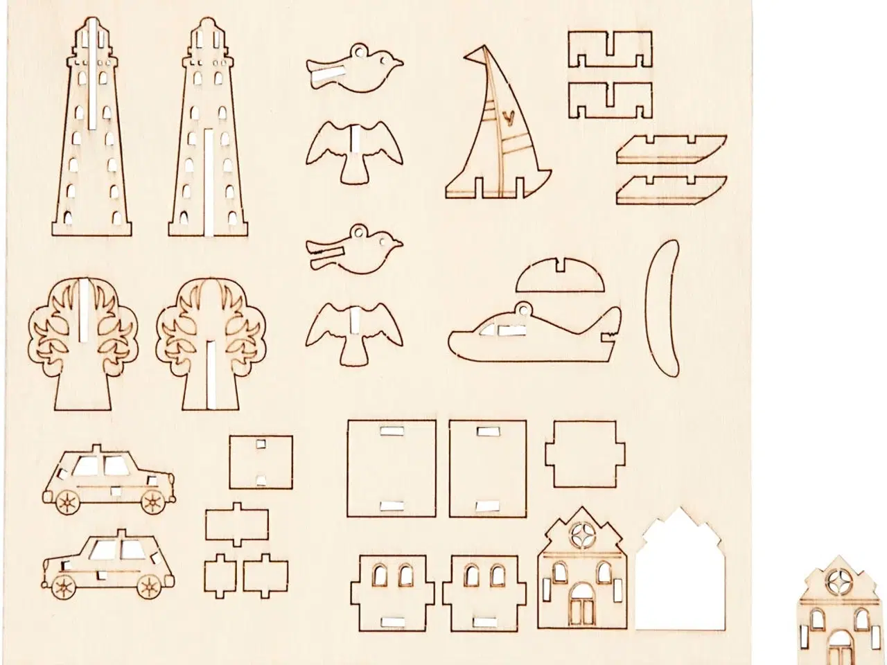 Billede 1 - Saml-selv træfigur i lyst træ - 15,5 x 17 cm