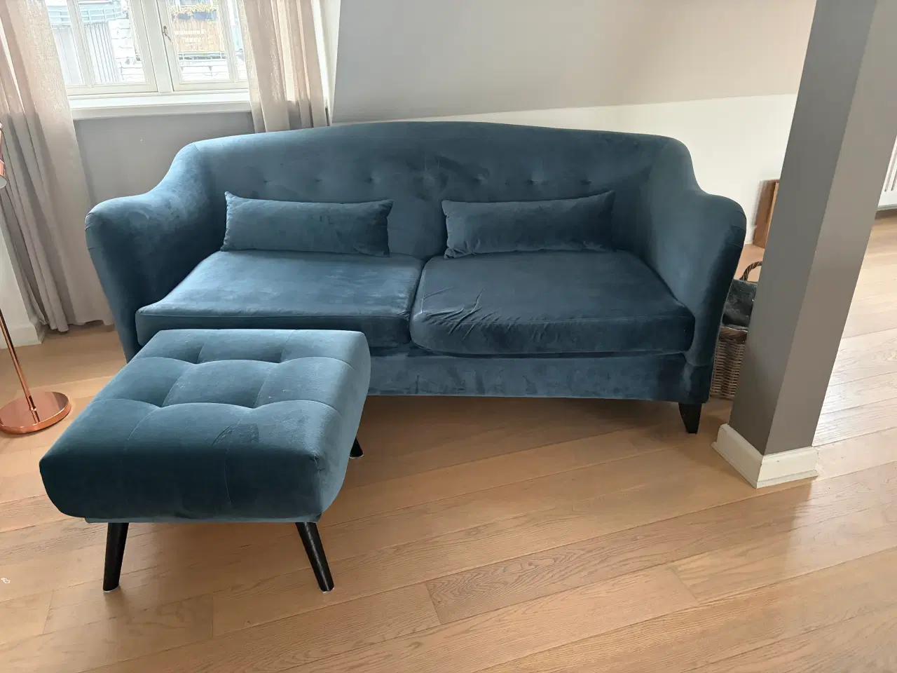 Billede 1 - Blå velour sofa