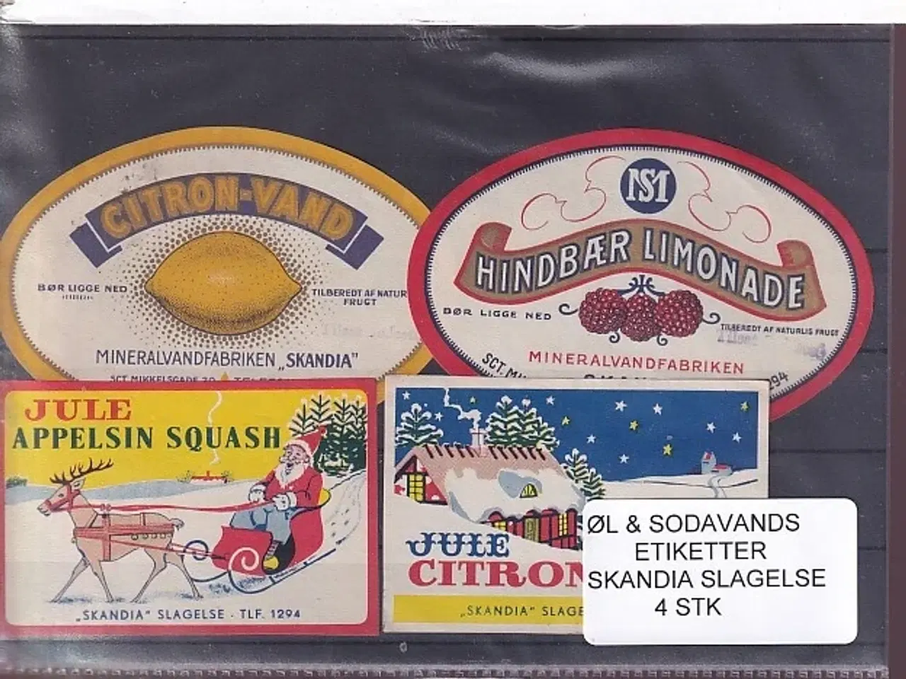Billede 1 - Øl og Sodavands Etiketter - Skandia - Slagelse - 4 Stk.