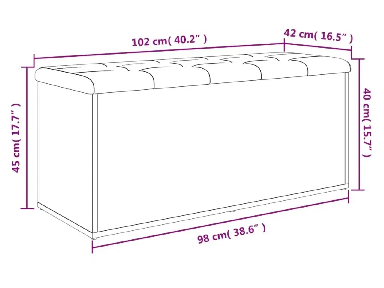 Billede 10 - Opbevaringsbænk 102x42x45 cm konstrueret træ hvid