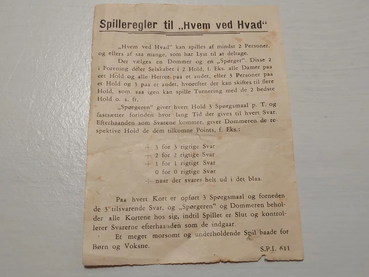 Billede 3 - Hvem ved Hvad. Quizspil. Før 1948.