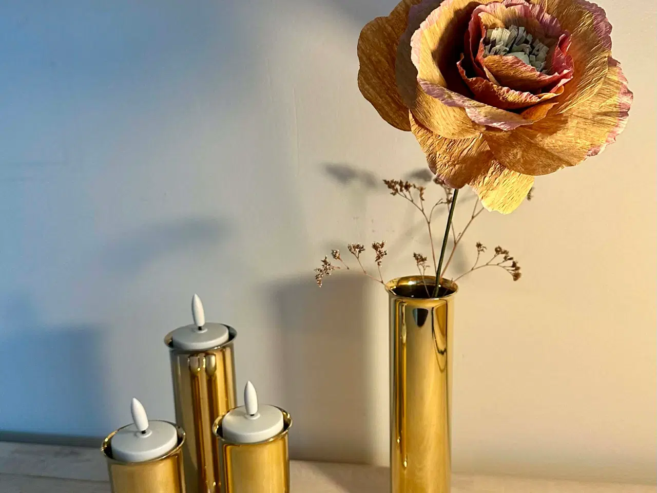 Billede 6 - Vintage Altecco lysestage sæt af forgyldt mesing.