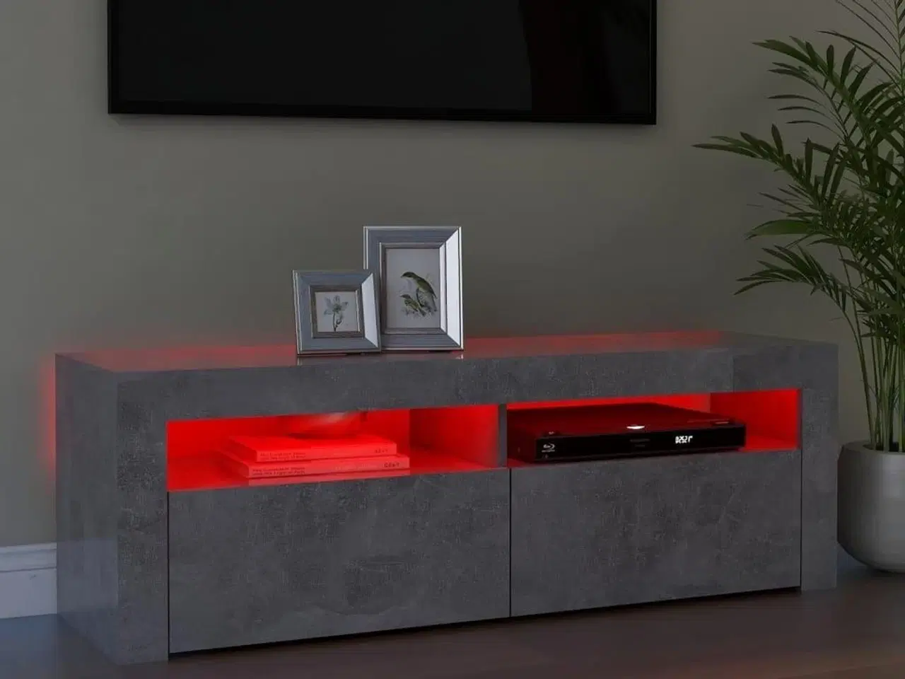 Billede 4 - Tv-bord med LED-lys 120x35x40 cm betongrå