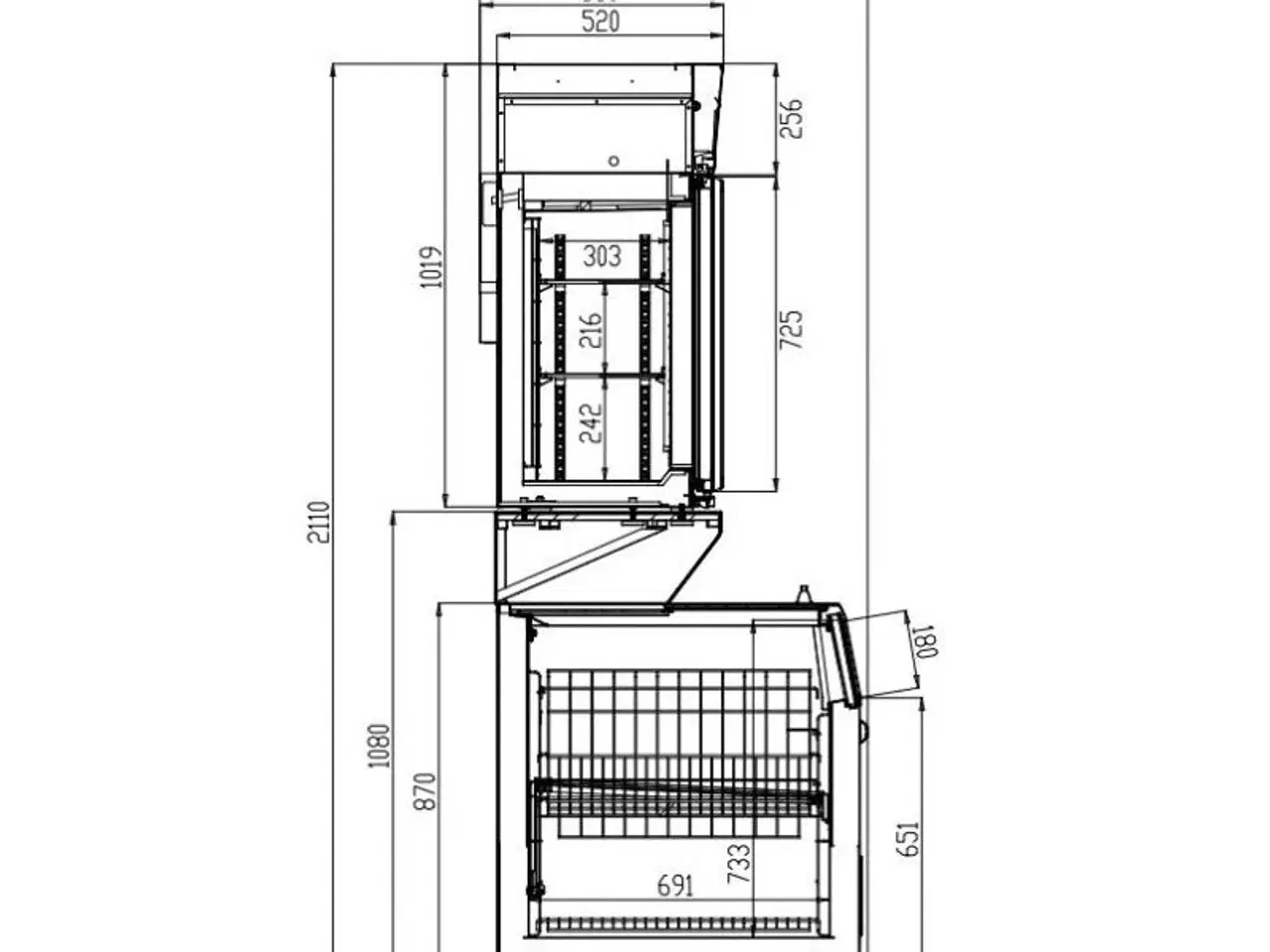 Billede 2 - Kummefryser + kølereol – 2104x890x2110 mm