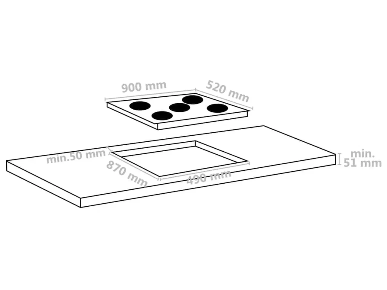 Billede 5 - Keramisk kogeplade med 5 brændere Touch Control 8500 W 90 cm