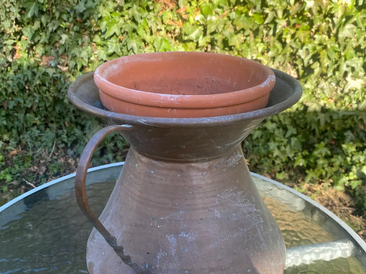 Billede 2 - Kobberkrukke inkl terrakotta skål