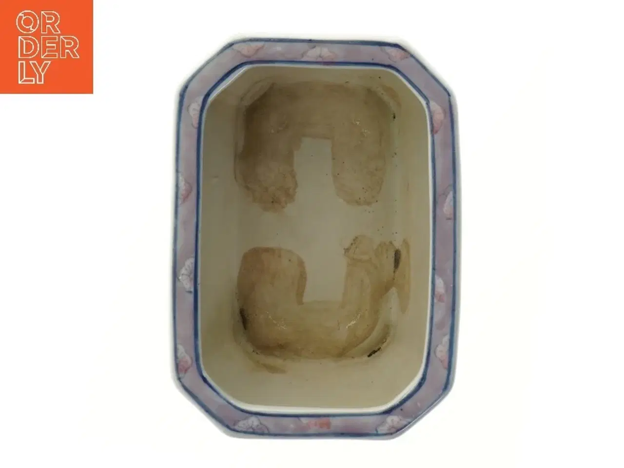 Billede 3 - Rektangulært keramikpotte med blomsterdesign (str. 7,5x17,5x12 cm)