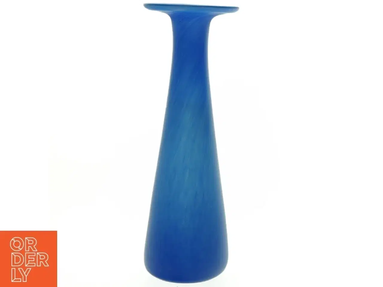 Billede 1 - Mundblæst Blå Glas Vase med flot farvespil(str. 24 x 8 cm)