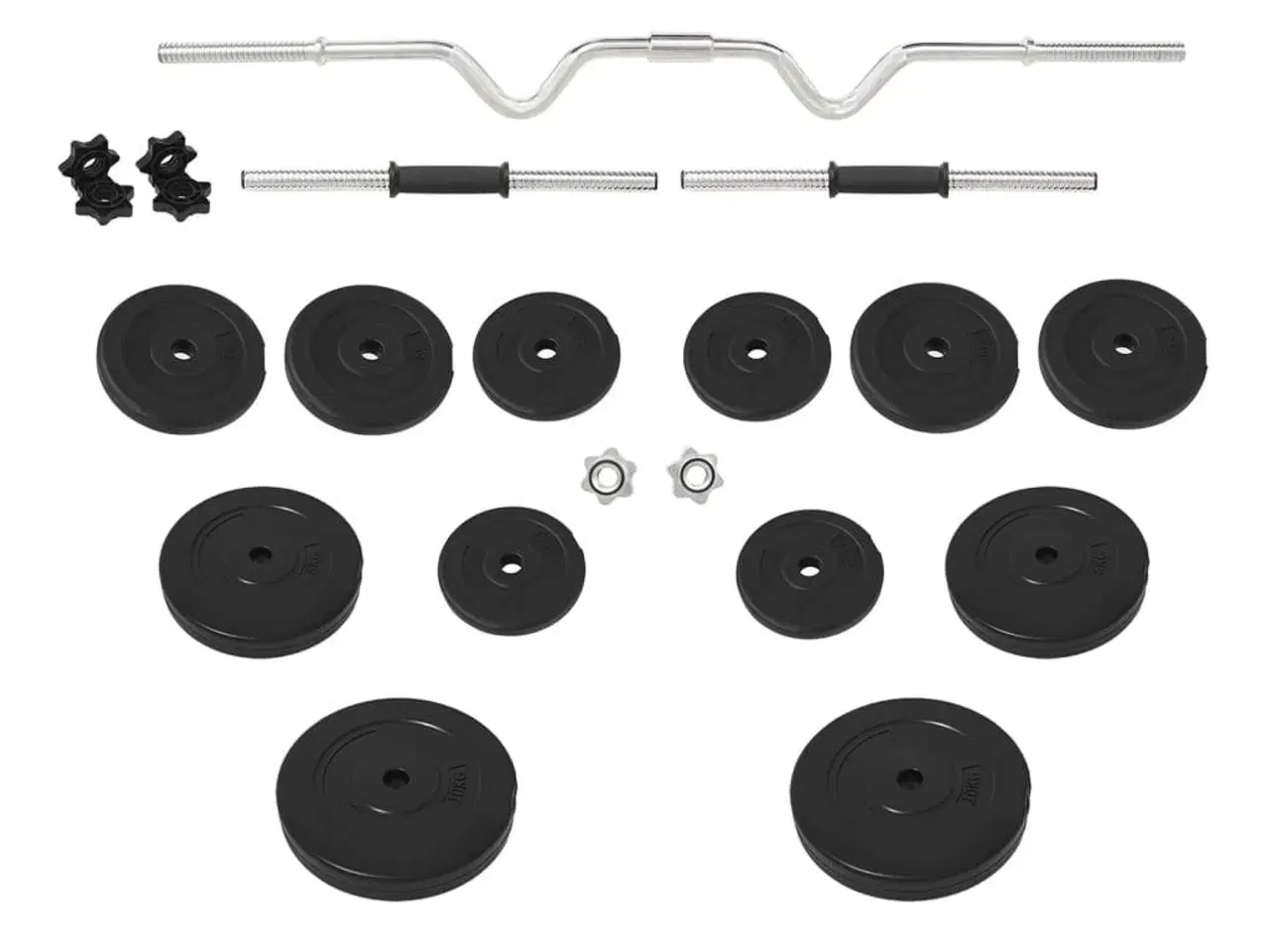 Billede 2 - Curl-vægtstang og håndvægt med skiver 60 kg