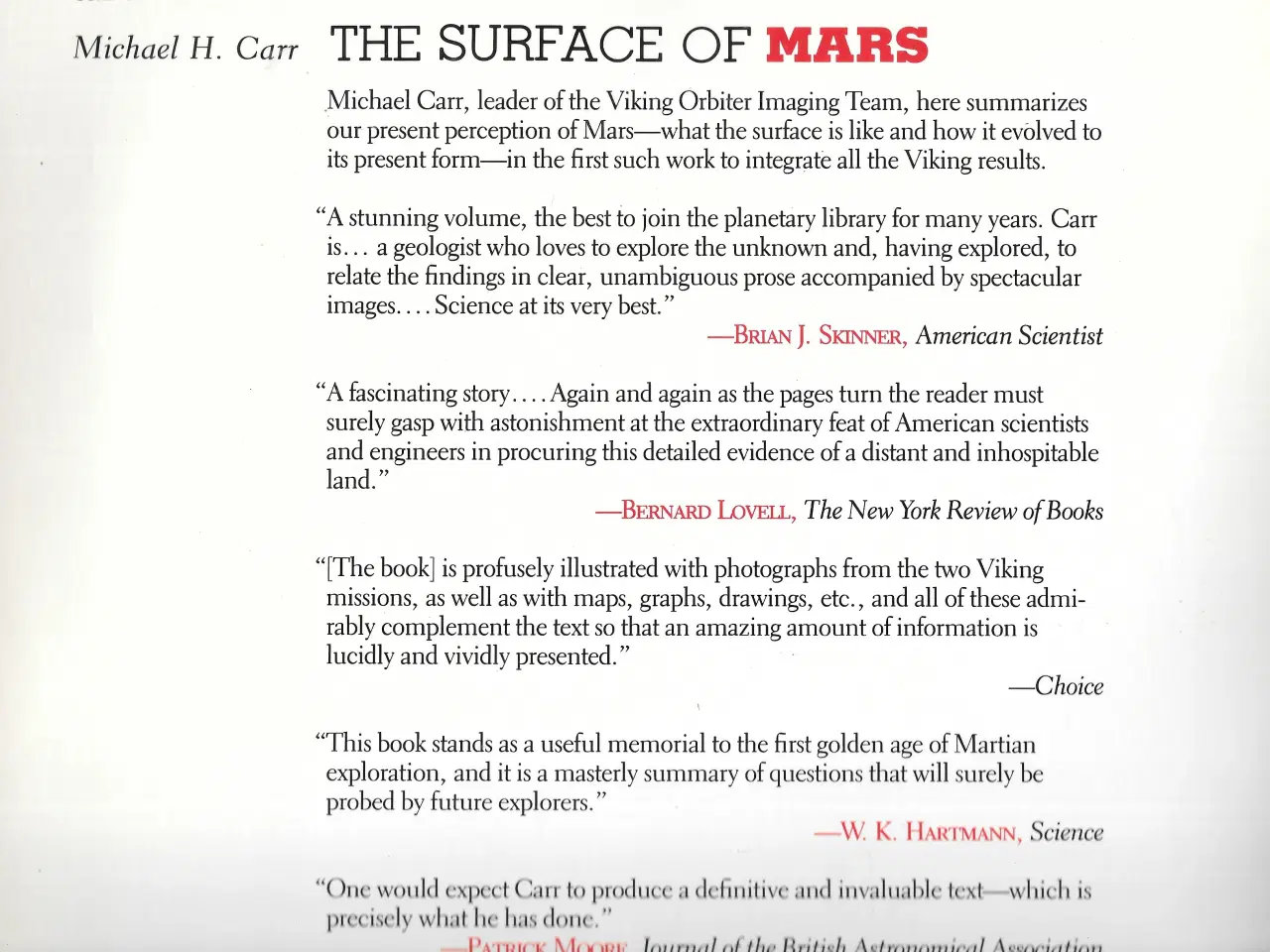 Billede 2 - The Surface of Mars by Michael H Carr