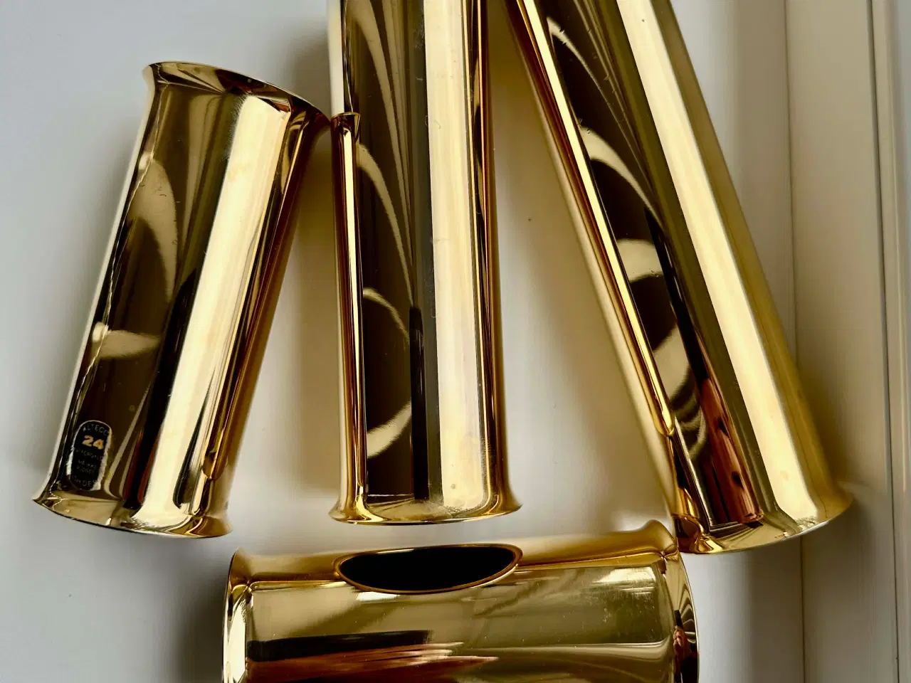 Billede 1 - Vintage Altecco lysestage sæt af forgyldt mesing.