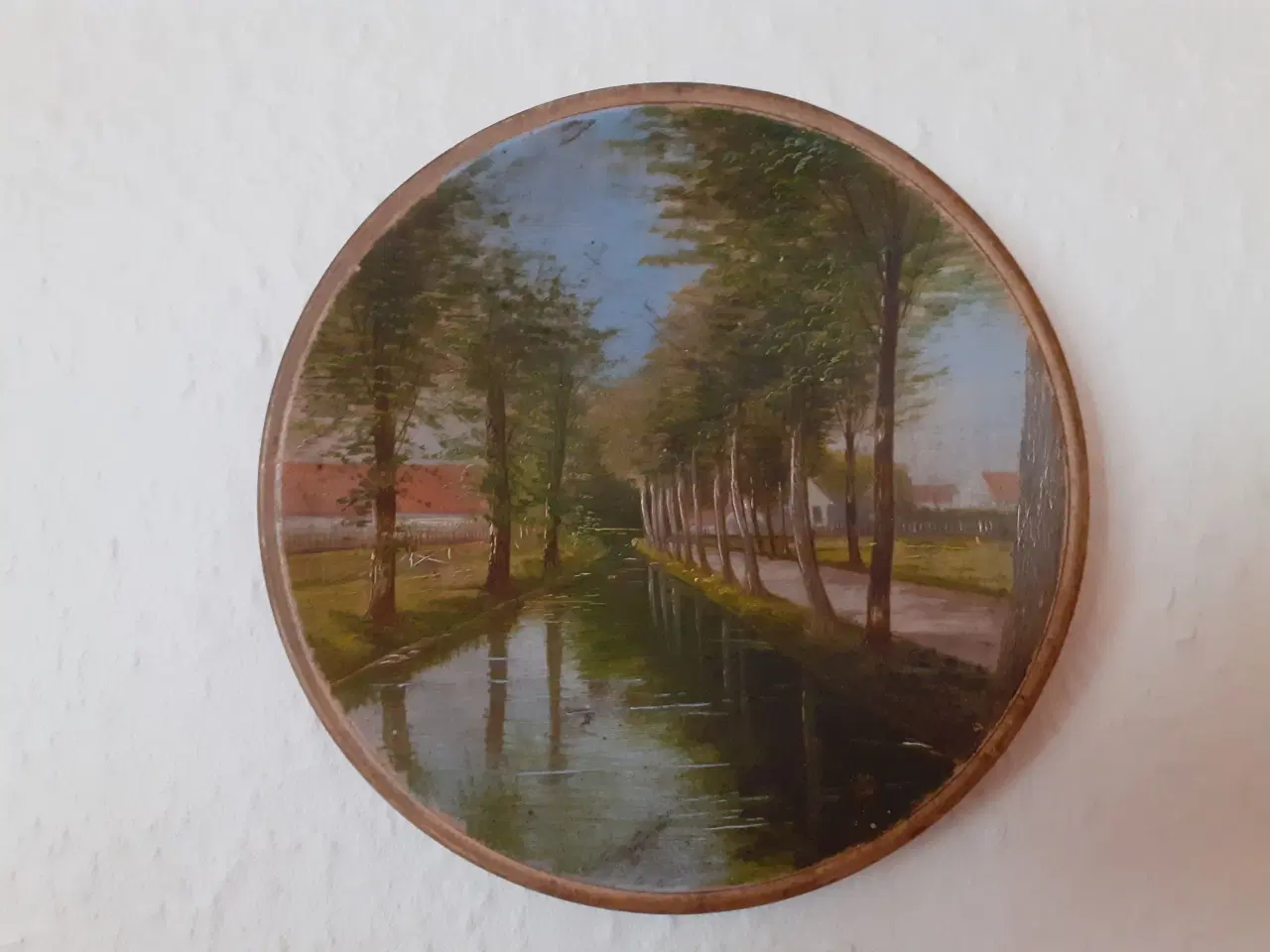 Billede 1 - Platte, malet på ler, fra slut 1800 tallet