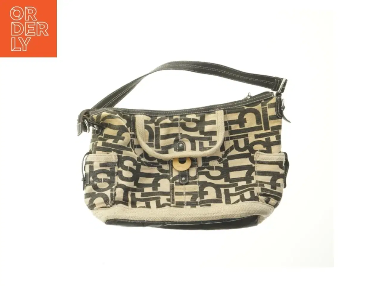 Billede 1 - Skuldertaske i beige og sort mønster fra Sprit (str. 44x27 cm)