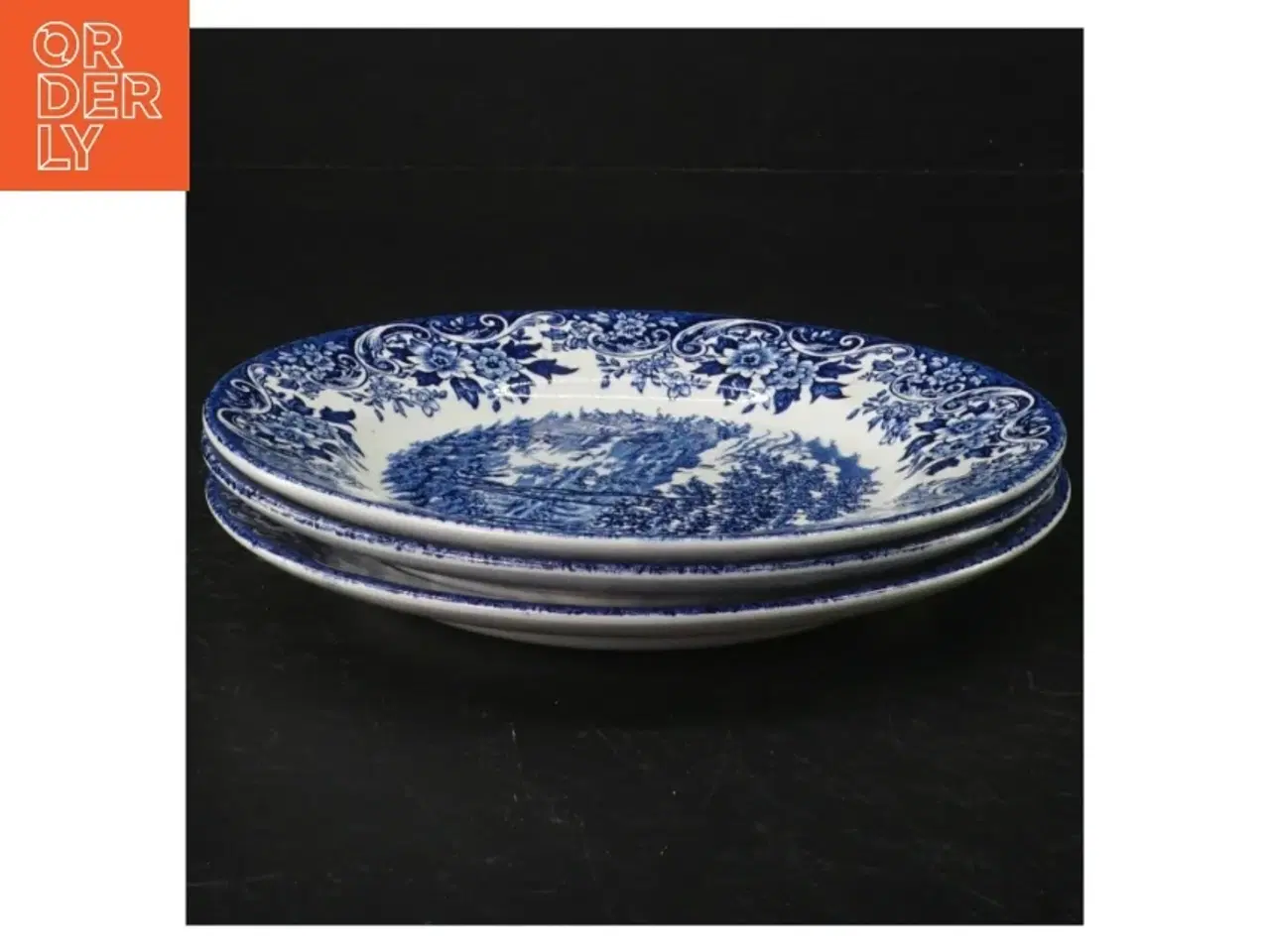 Billede 1 - Blå og hvid porcelænstallerkener (str. 16 cm)