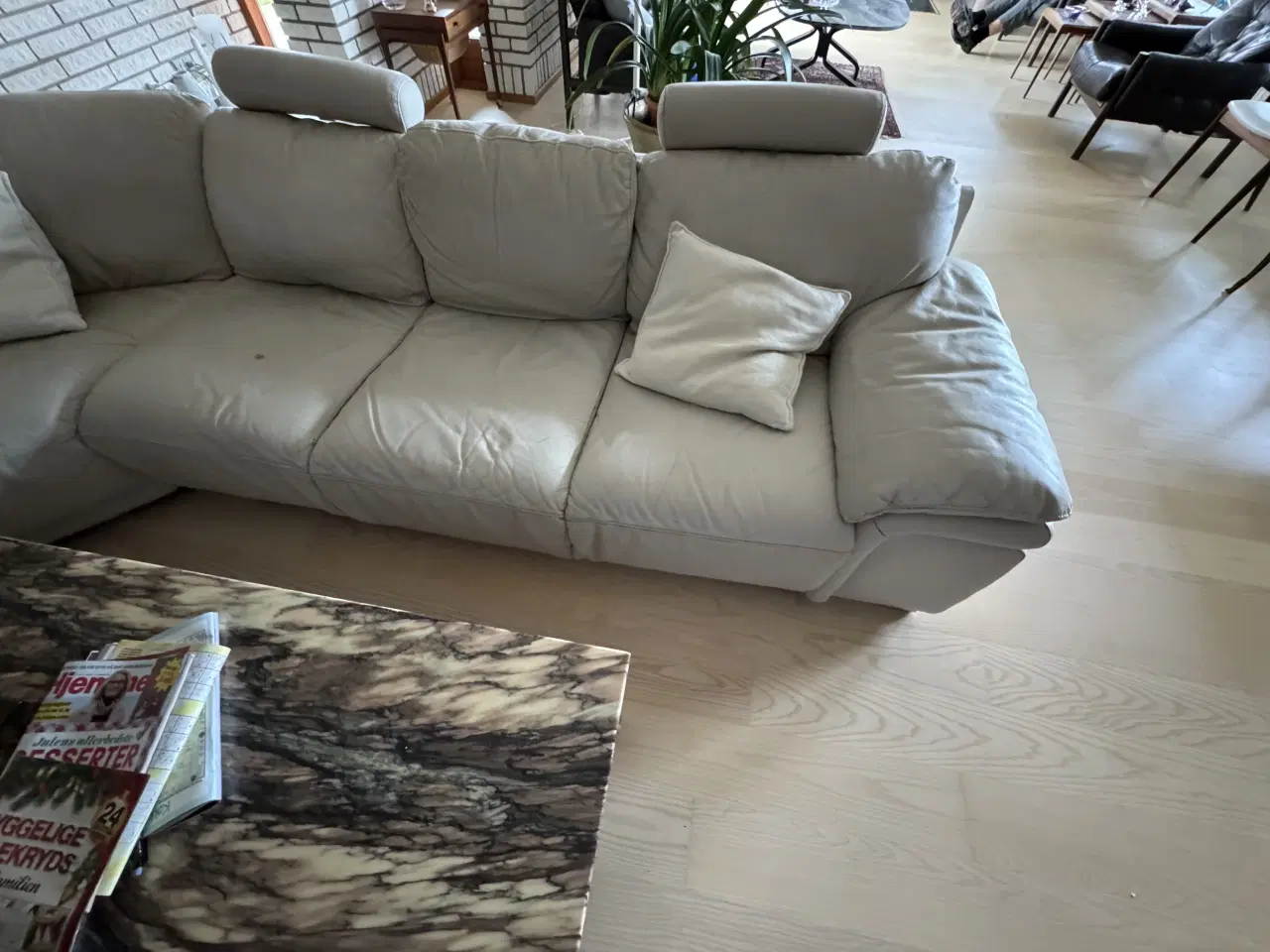 Billede 2 - Italiensk Hjørnesofa i hvid læder