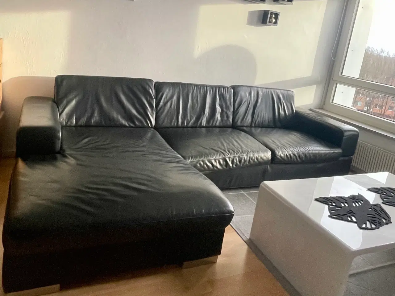 Billede 1 - Ægte læder sofa med chaiselong 