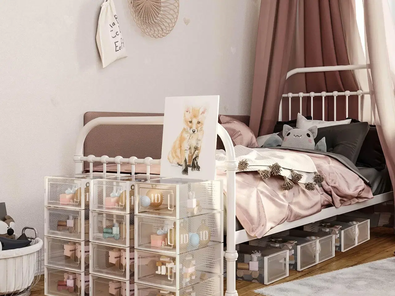 Billede 2 - Opbevaringsbokse til sko 18 stk. stabelbare, gennemsigtige med frontlåge, sammenklappelige, passer op til UK str. 10,5 – hvid/transparent