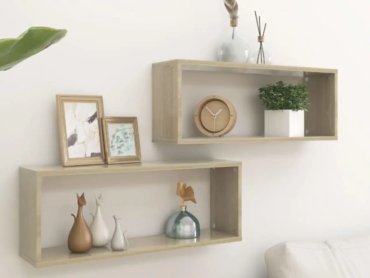 Billede 1 - Væghylder 2stk. 60x15x23cm kubeformet konstrueret træ sonoma-eg