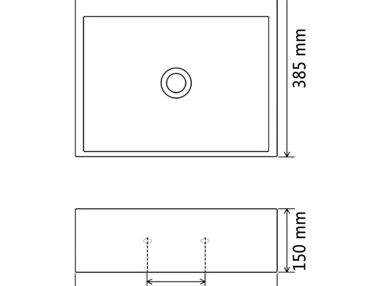 Billede 6 - Håndvask med hul til vandhane keramik 51,5x38,5x15 cm hvid