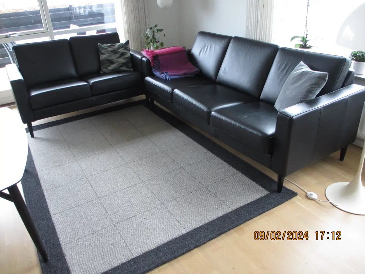 Billede 1 - sort læder sofa