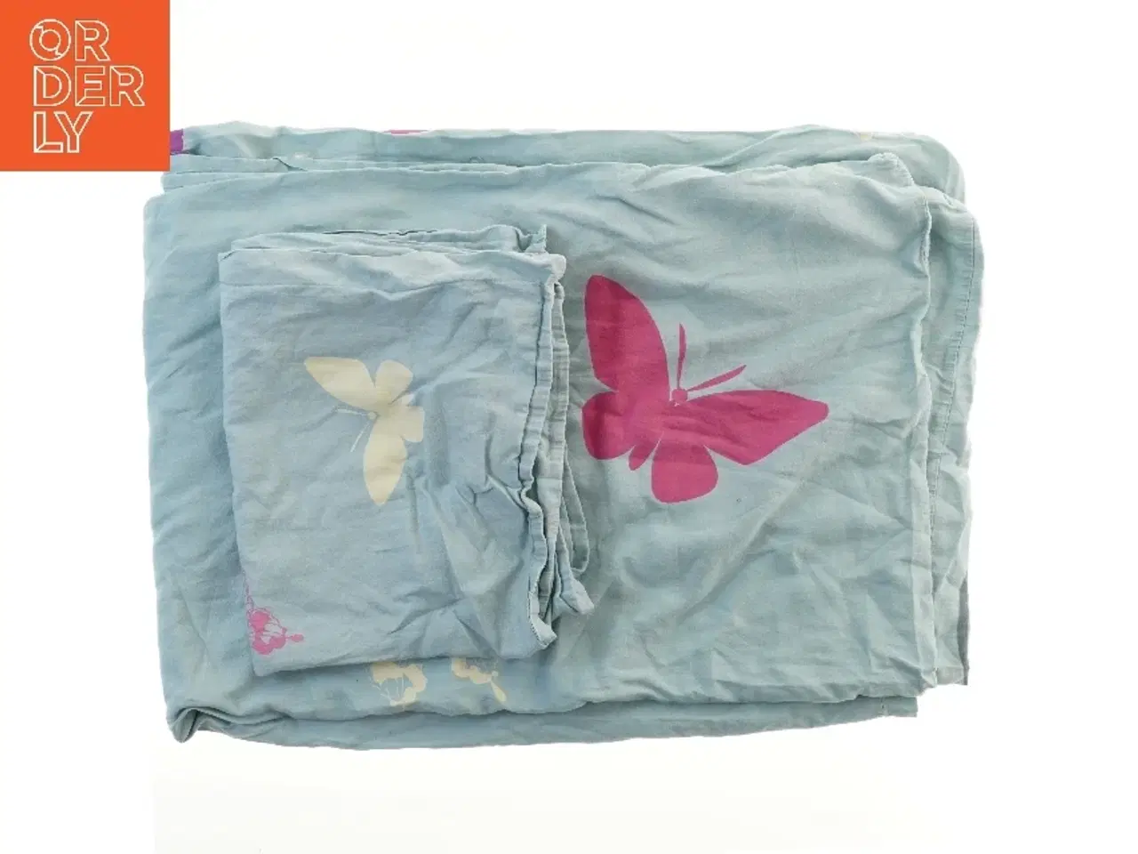 Billede 1 - Sengetøj med sommerfugleprint (str. 68x60 og 180x130 cm)