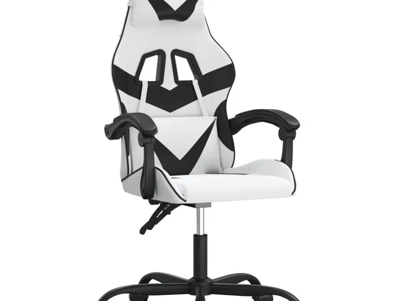 Billede 2 - Drejelig gamingstol kunstlæder hvid og sort