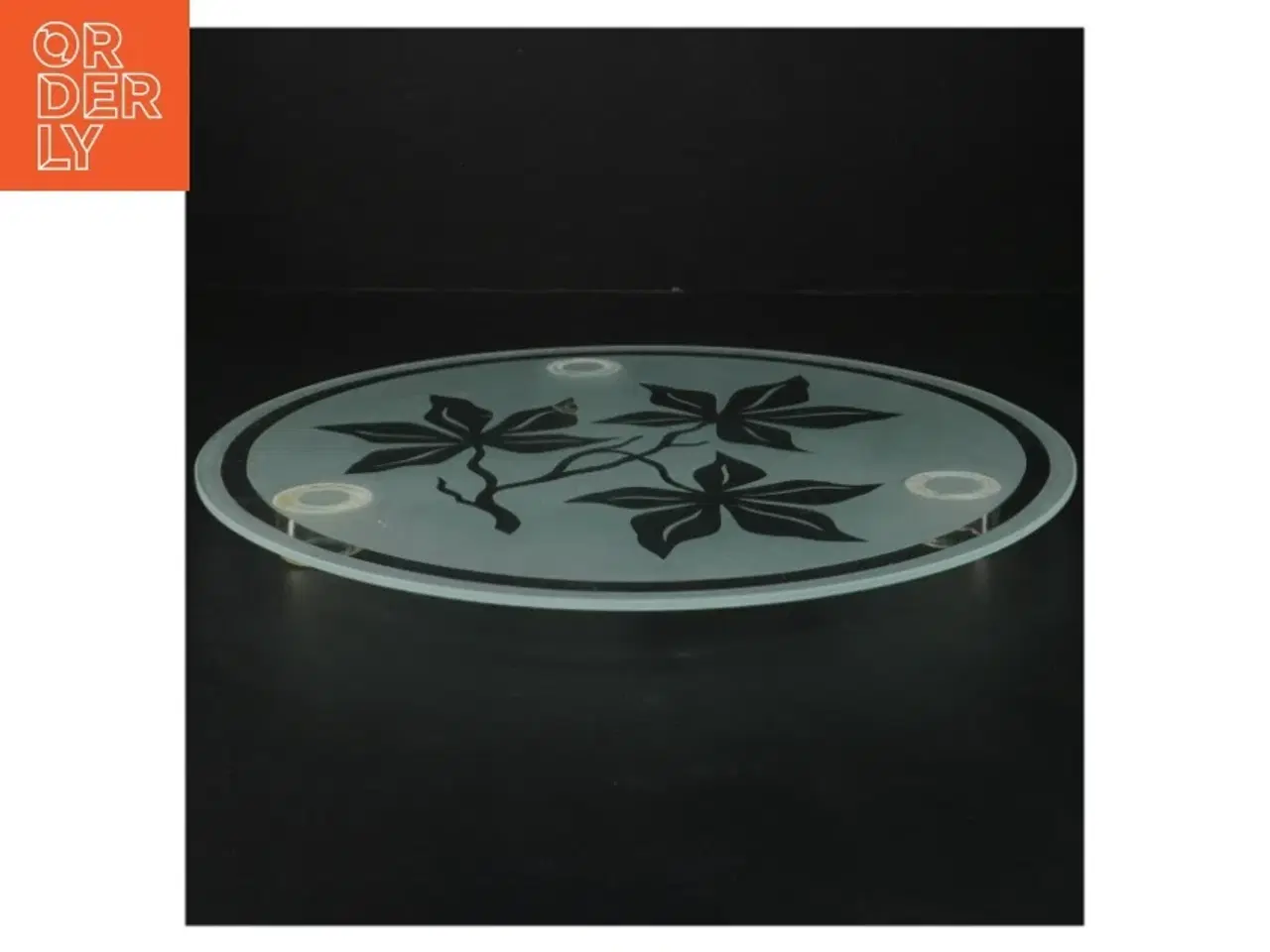 Billede 1 - Glas lagkagefad med blade design (str. Ø. 30 cm)