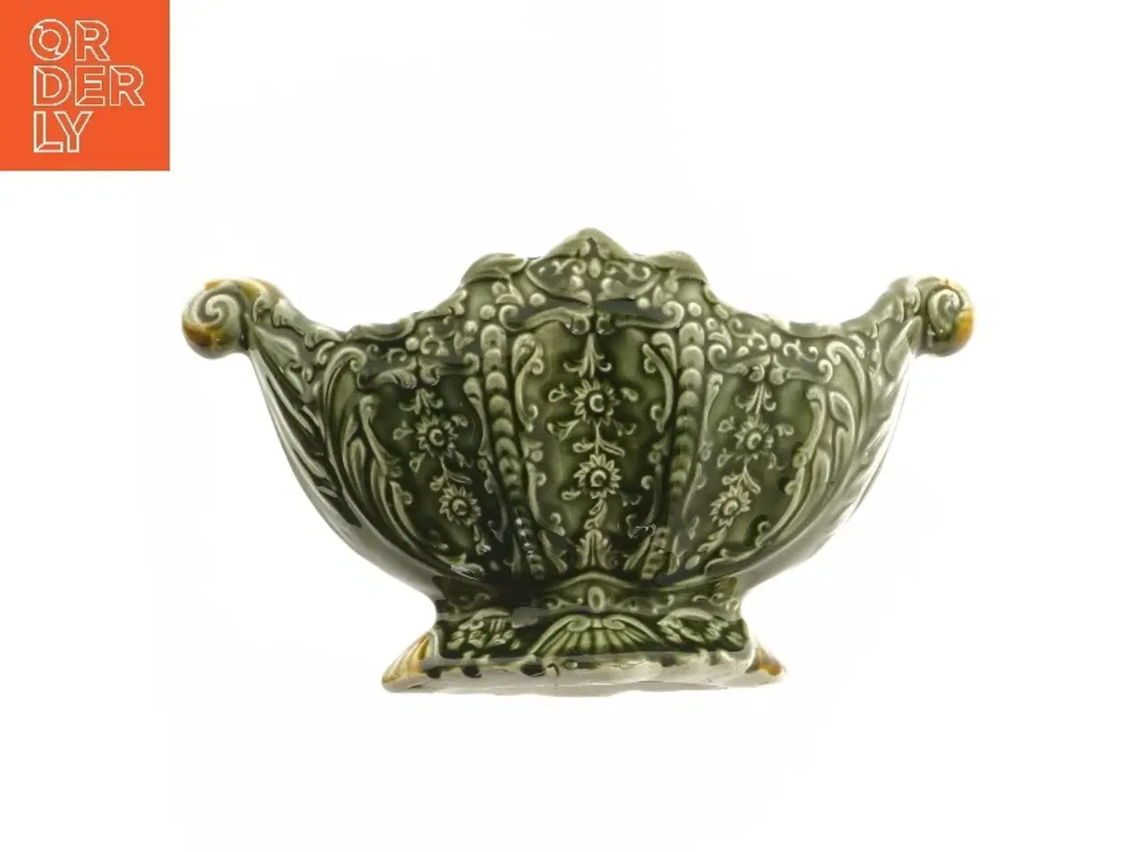 Billede 3 - Antik Majolica Jardiniere skål på fod (str. 11x13x22 cm)