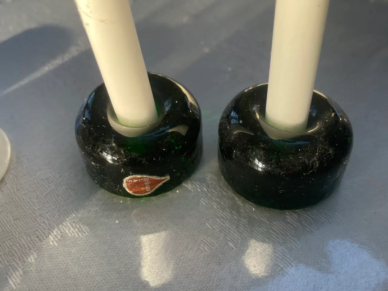 Billede 2 - Pla lysestager eller grøn glas