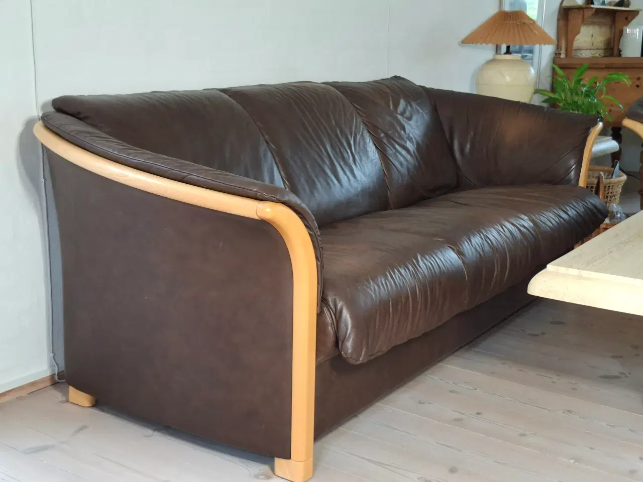 Billede 2 - Sofasæt 3 + 2  Brun læder