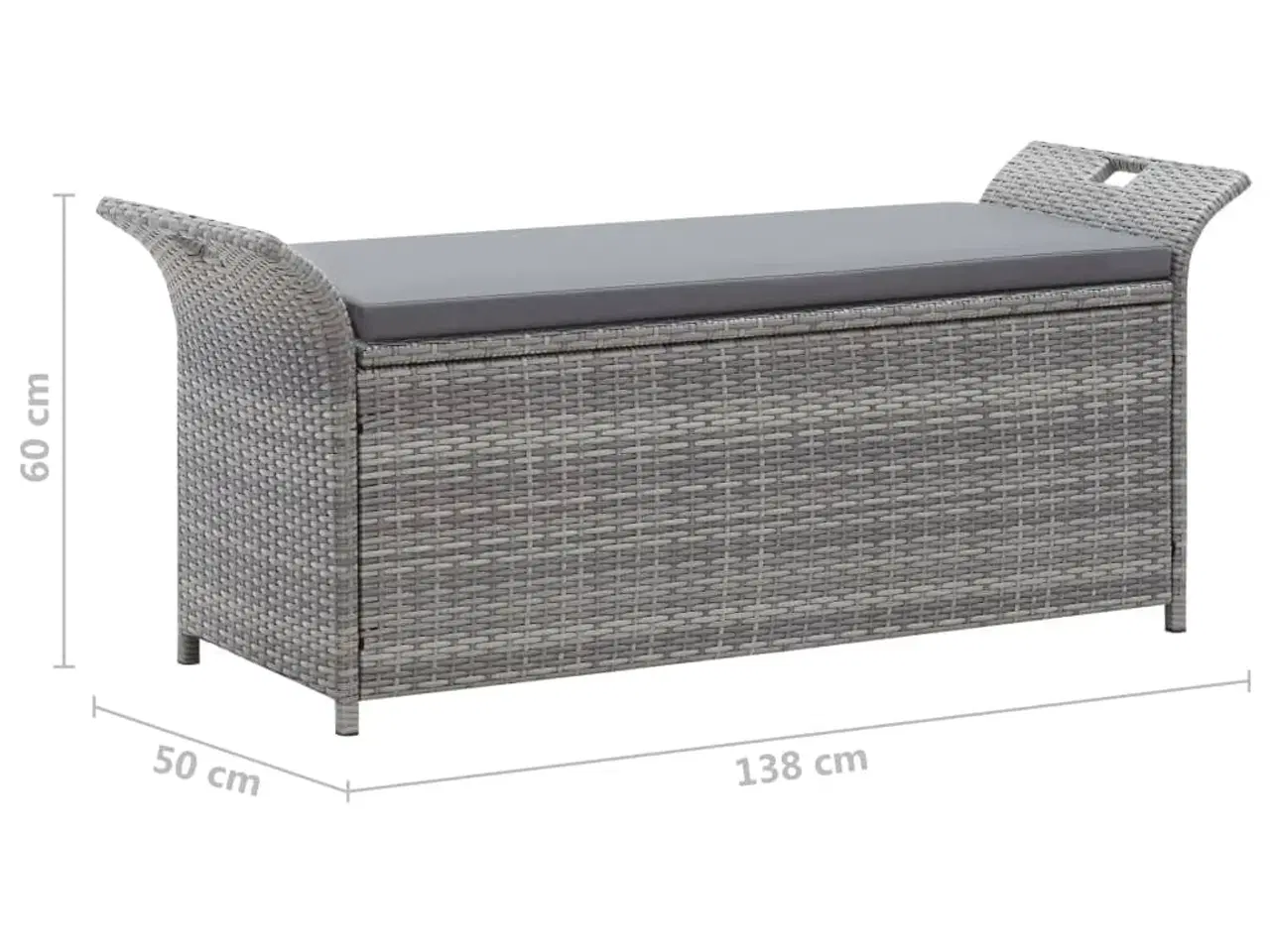 Billede 10 - Opbevaringsbænk med hynde 138 cm polyrattan grå