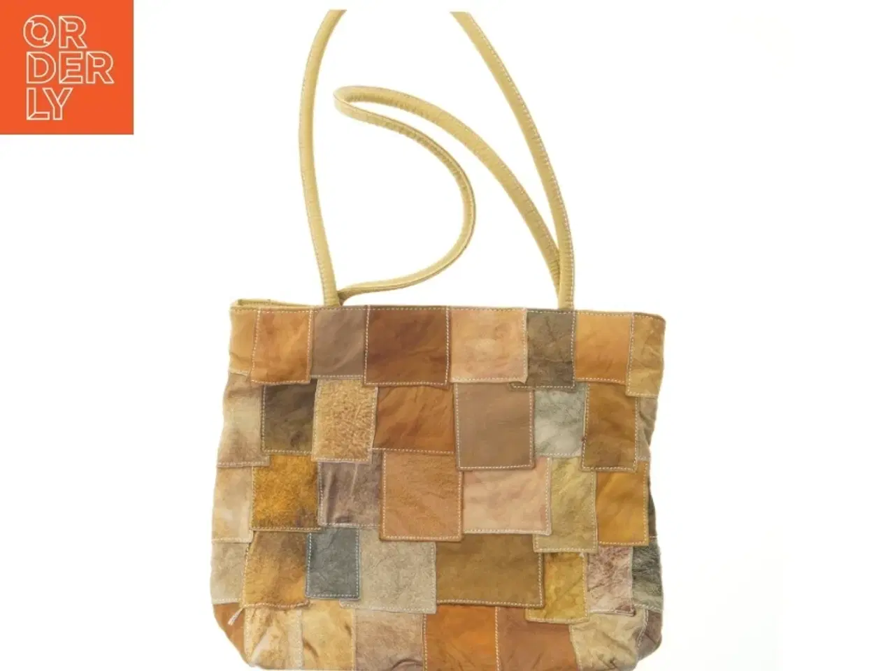 Billede 2 - Læder patchwork taske (str. 31x36 cm)