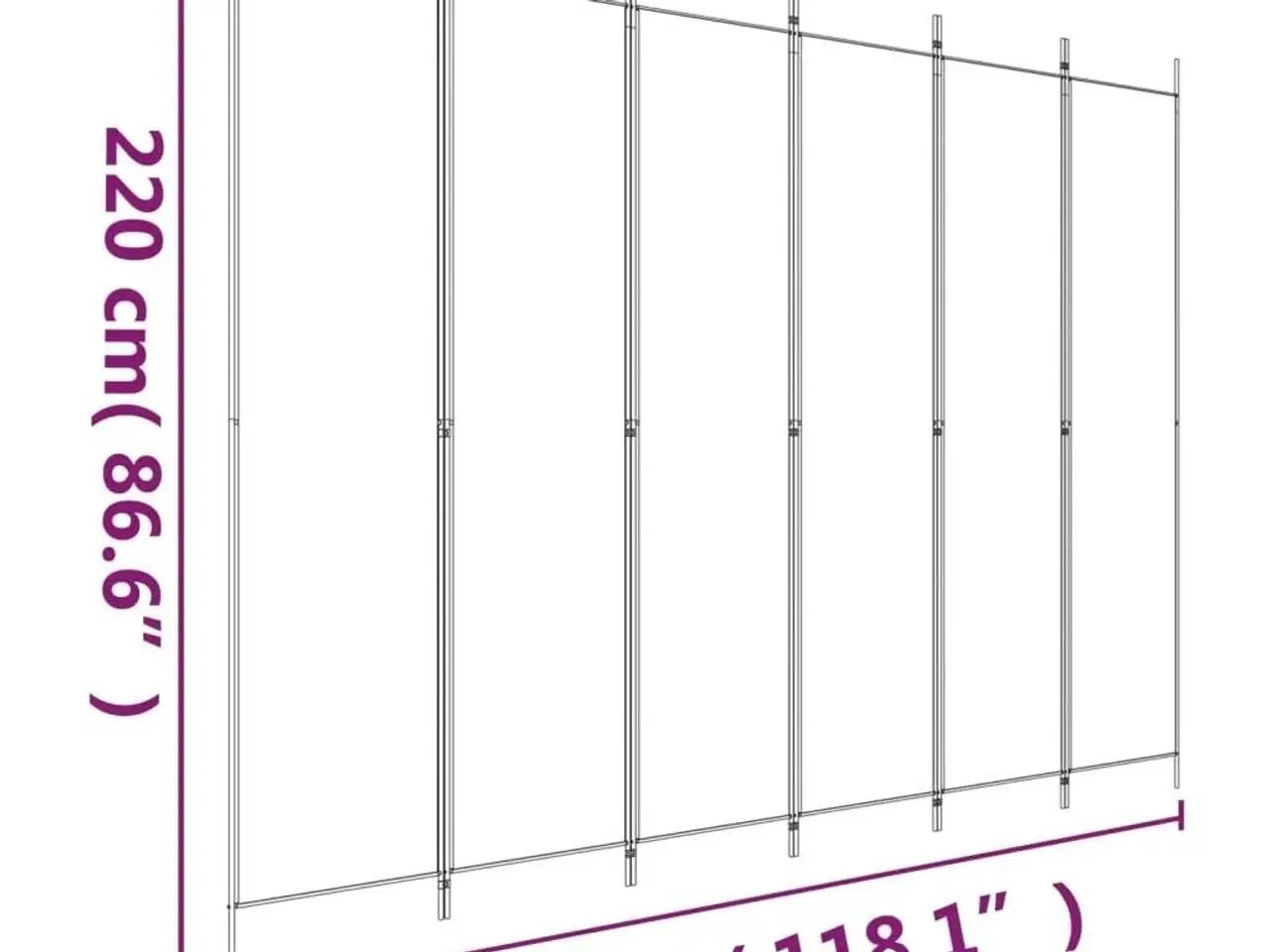 Billede 8 - 6-panels rumdeler 300x220 cm stof hvid
