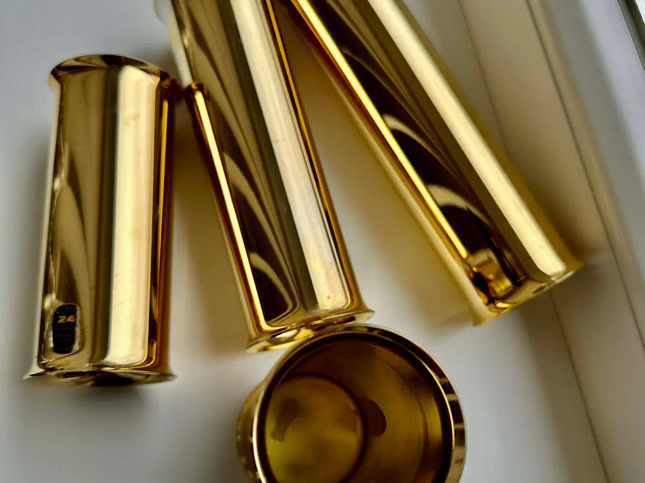 Billede 2 - Vintage Altecco lysestage sæt af forgyldt mesing.