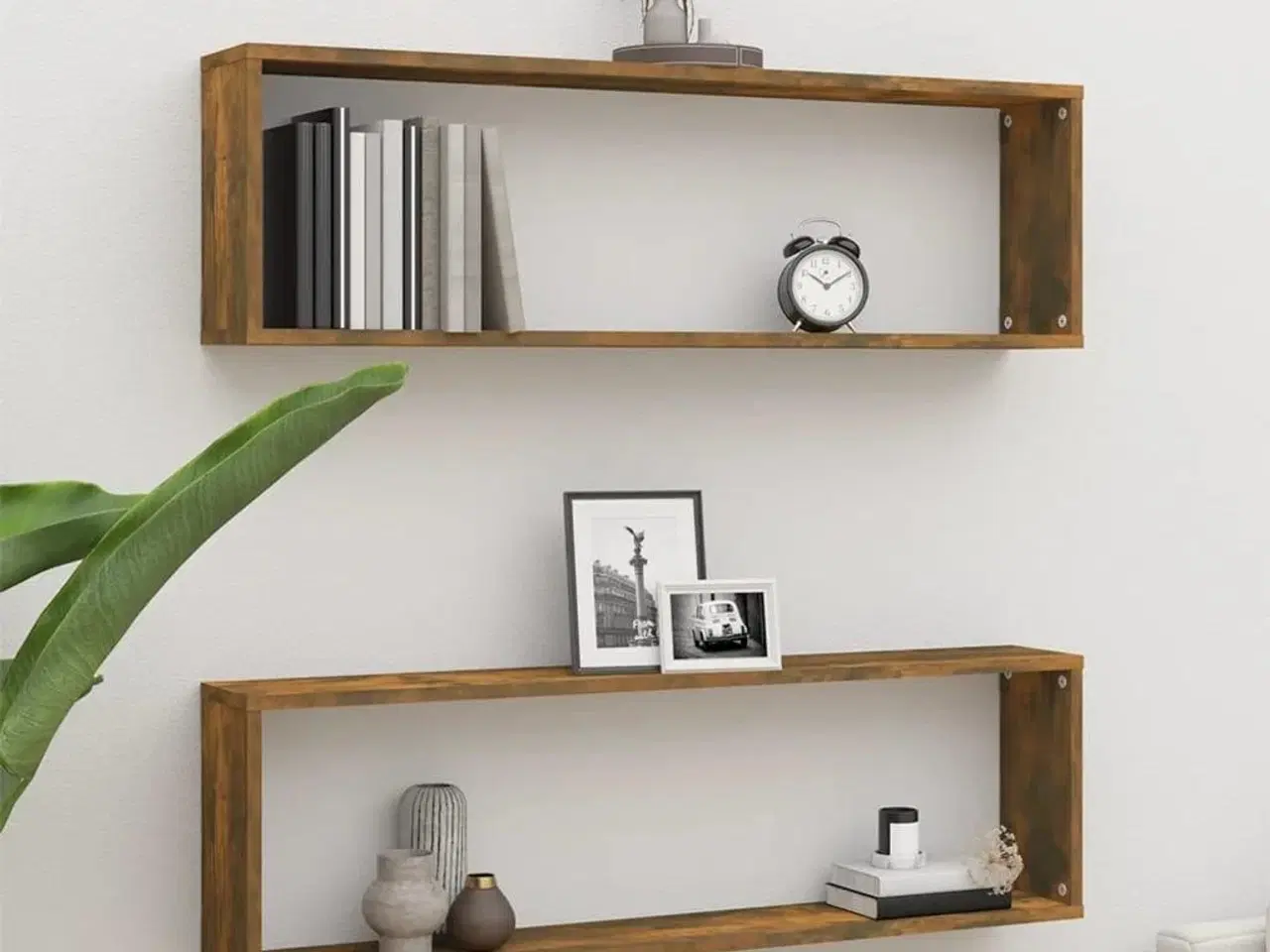 Billede 1 - Væghylder 2 stk. 100x15x30 cm konstrueret træ røget egetræ