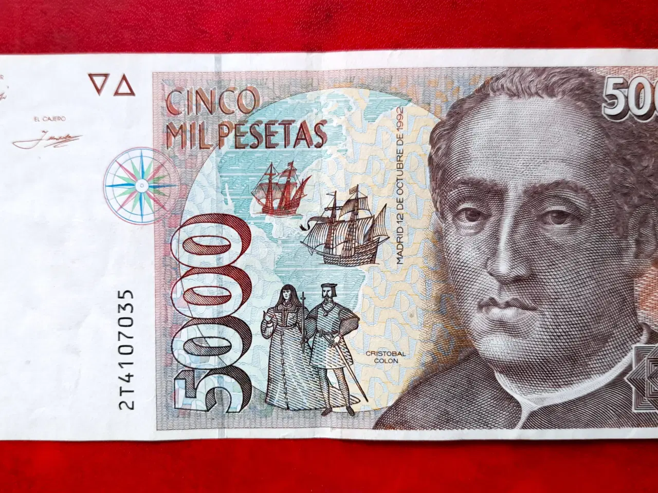 Billede 1 - SPANIEN 5000 PESETAS 1992 Christopher Columbus
