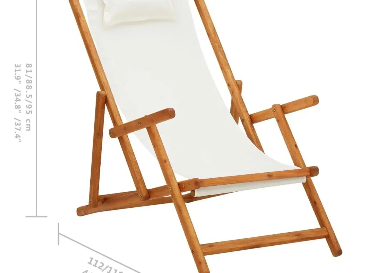 Billede 9 - Foldbar strandstol eukalyptustræ og stof cremefarvet