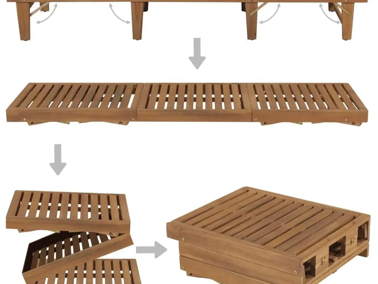 Billede 5 - Foldbar liggestol massivt akacietræ