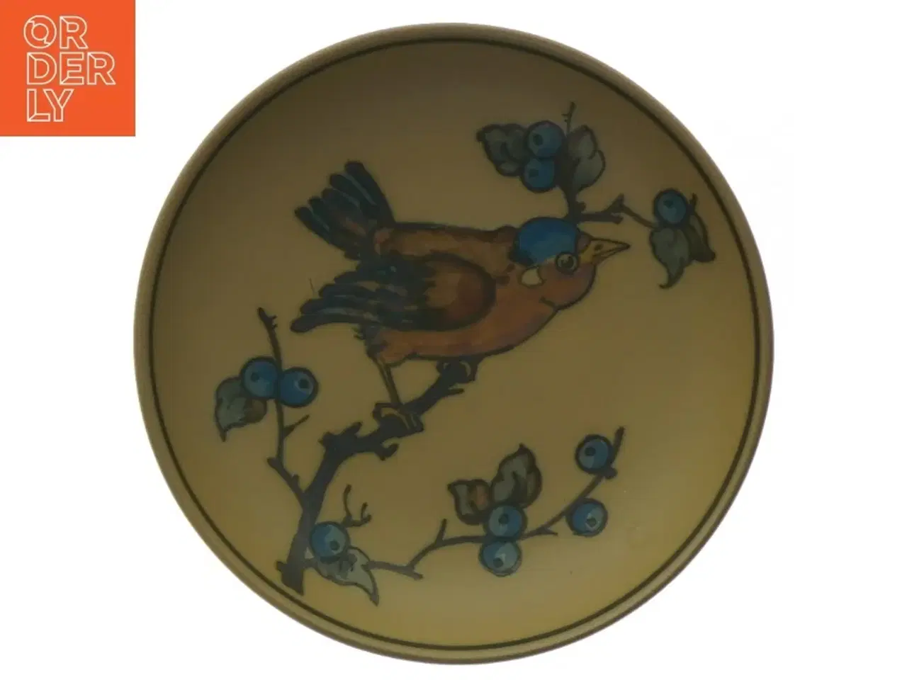 Billede 1 - Keramikfad med fuglemotiv (str. Ø. 12,5 cm)