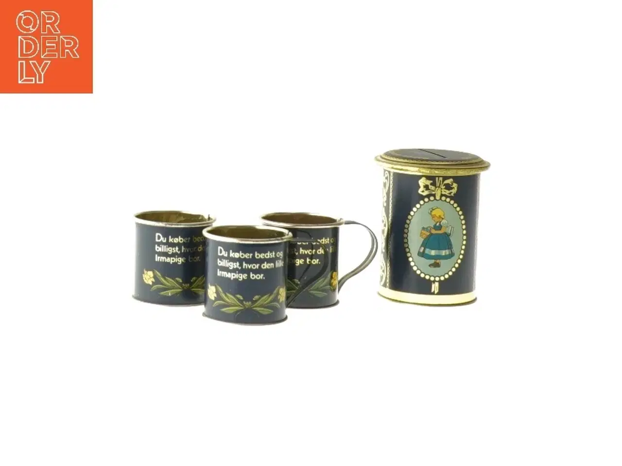 Billede 1 - Vintage Irma sparebøsse og minikopper fra Irma (str. 4 og 7 cm)