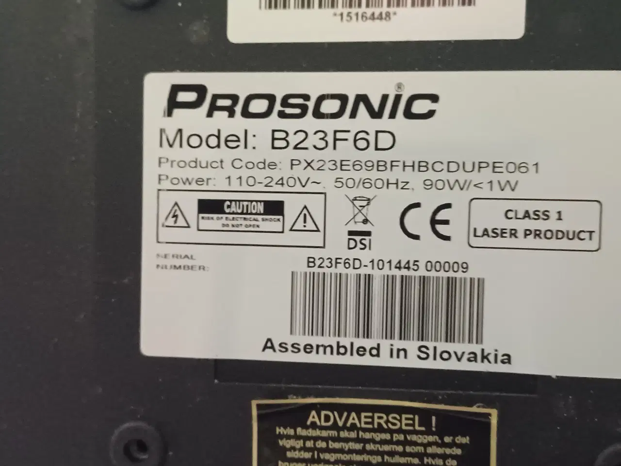 Billede 2 - prosonic 23" b23f6d med dvd