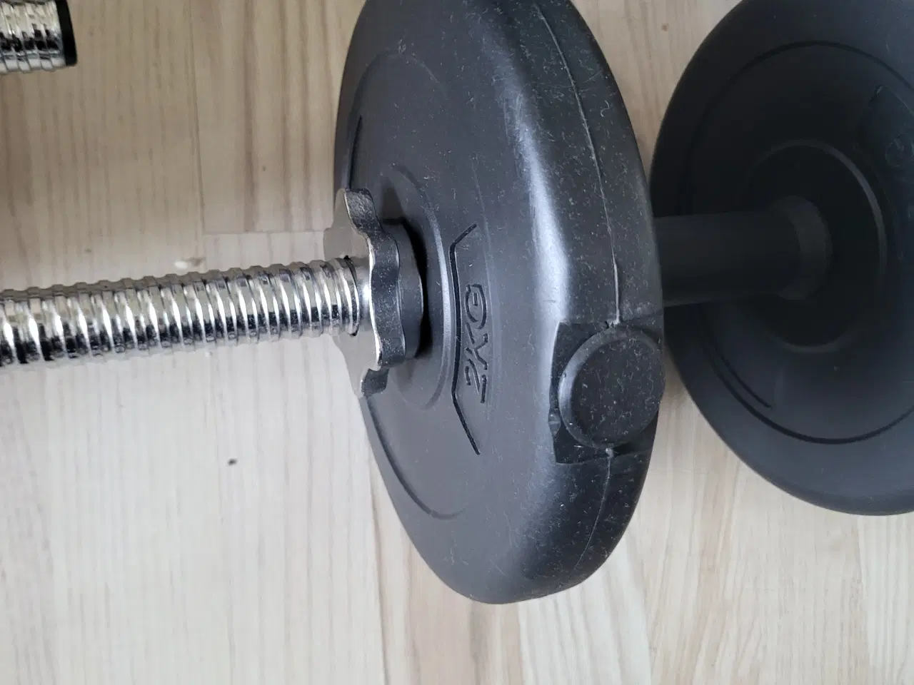 Billede 4 - Vægtstænger med skiver samlet 30 kg