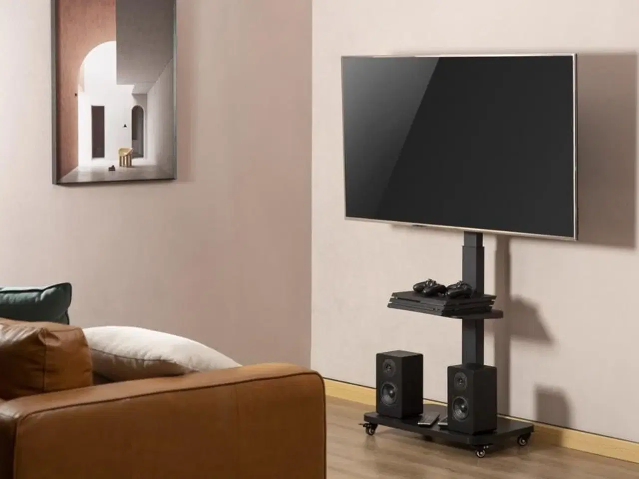 Billede 6 - TV-gulvstativ med hjul – Gembird, 37–75", sort