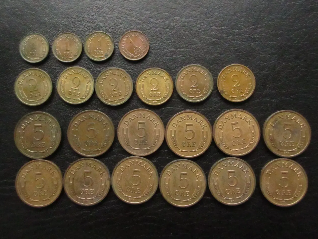 Billede 2 - 1, 2, 5 ører bronze 1960-1972 Fr. IX komplet serie
