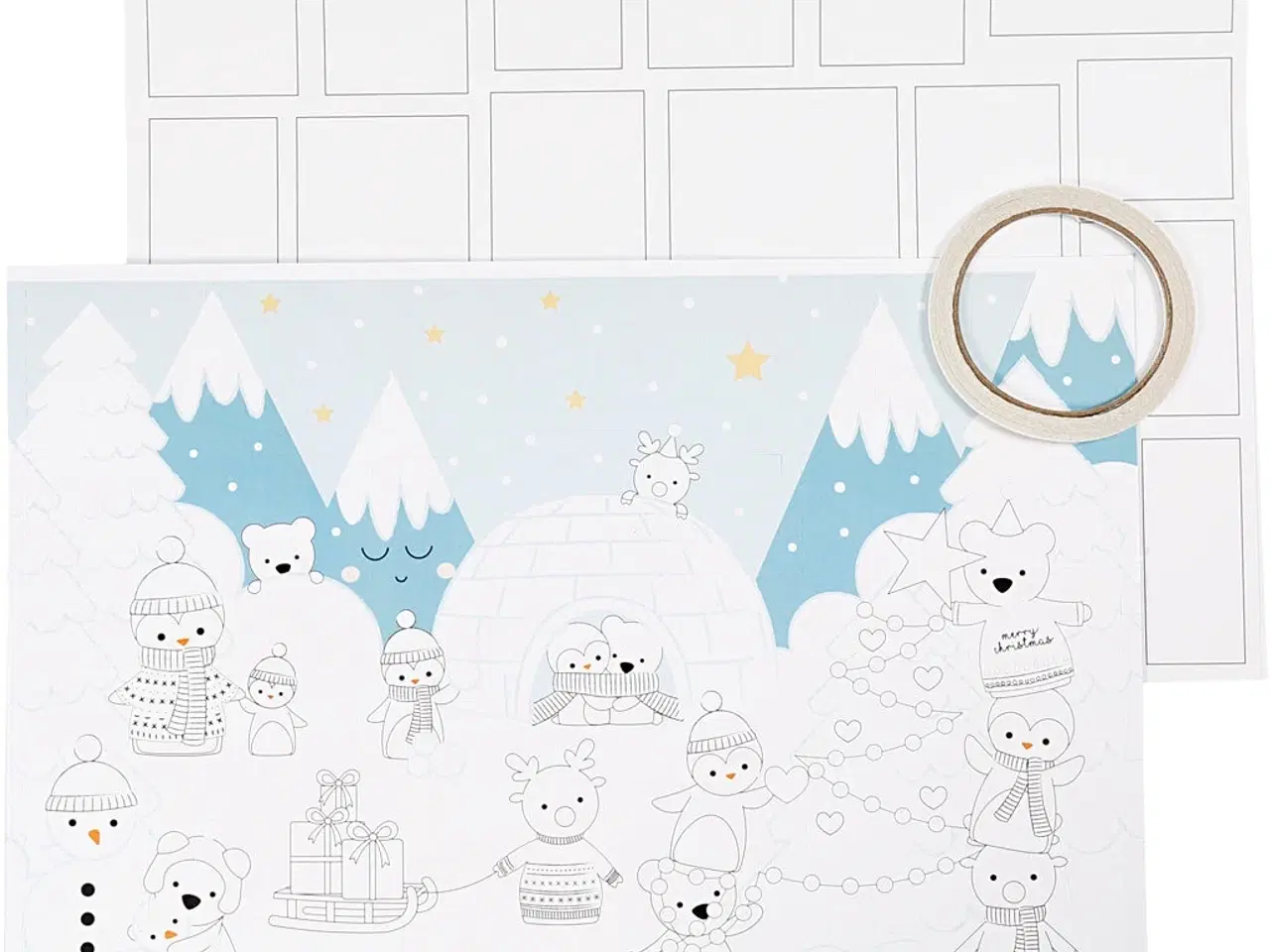 Billede 1 - Julekalender 30x42 cm - 3 stk. med 24 låger