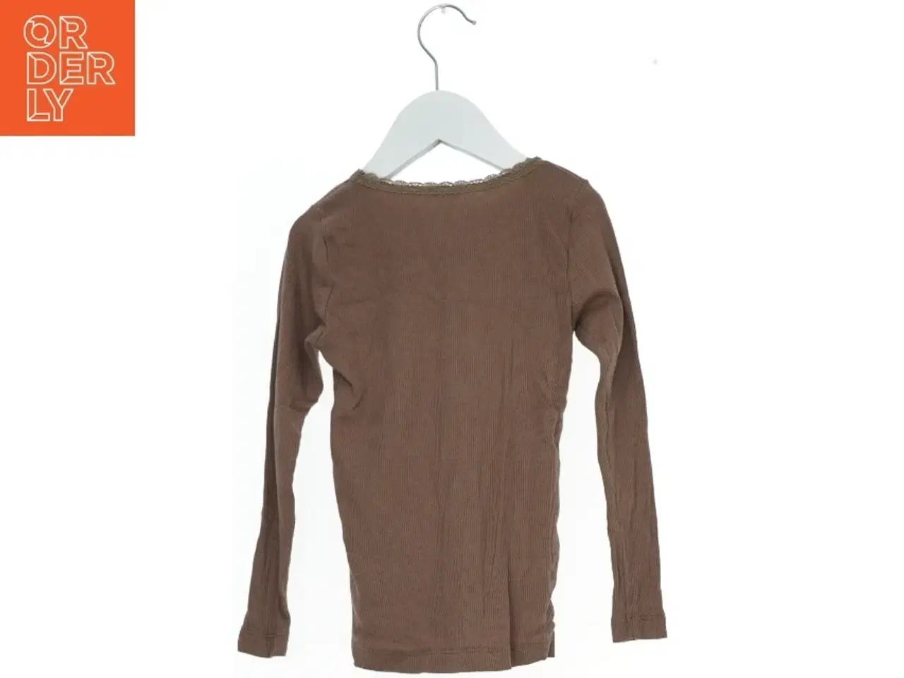 Billede 2 - Brun langærmet bluse med blondekant fra Name It (str. 110)